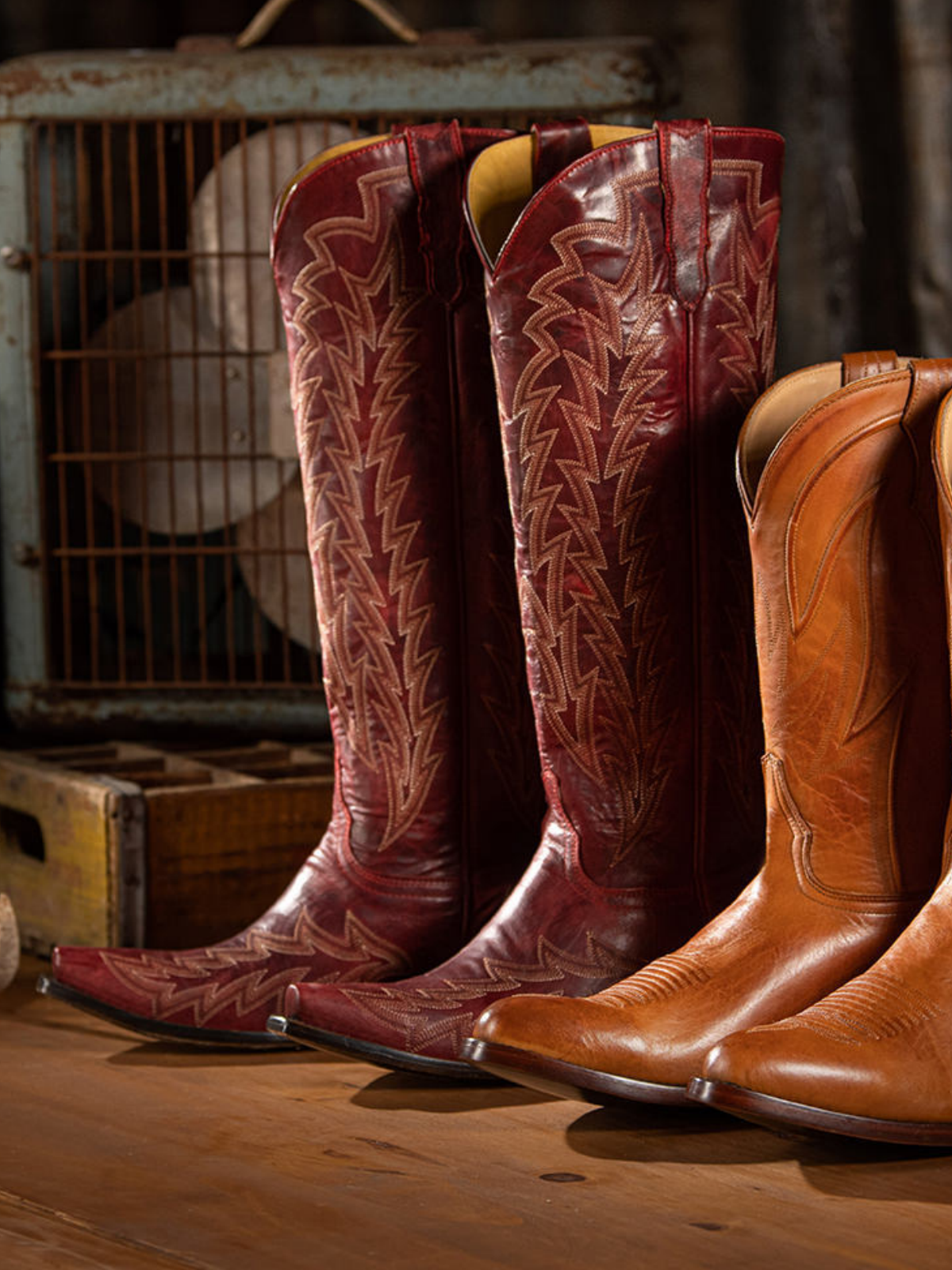 Burgundy Red Leaf Embroidery Wide Calf Knee High Tall Boots