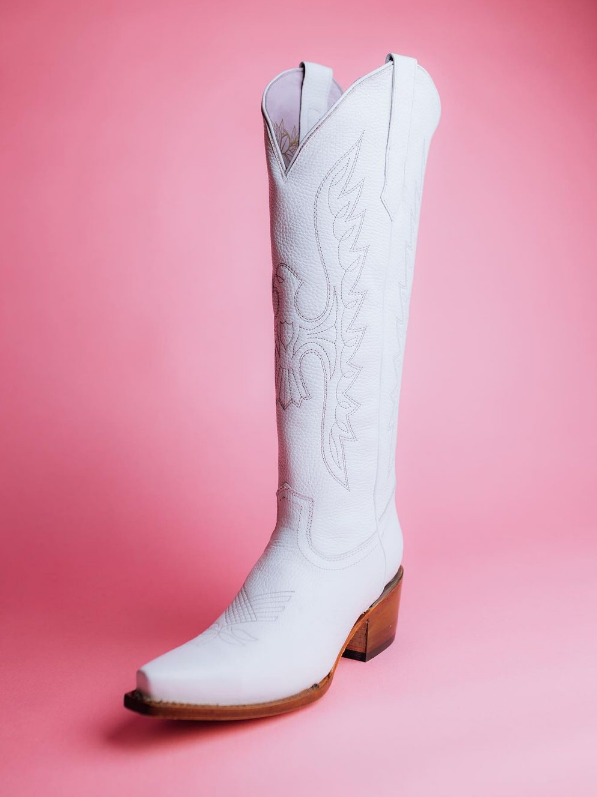 White Eagle Embroidery Snip-Toe Half-Zip Cowgirl Knee High Tall Boots