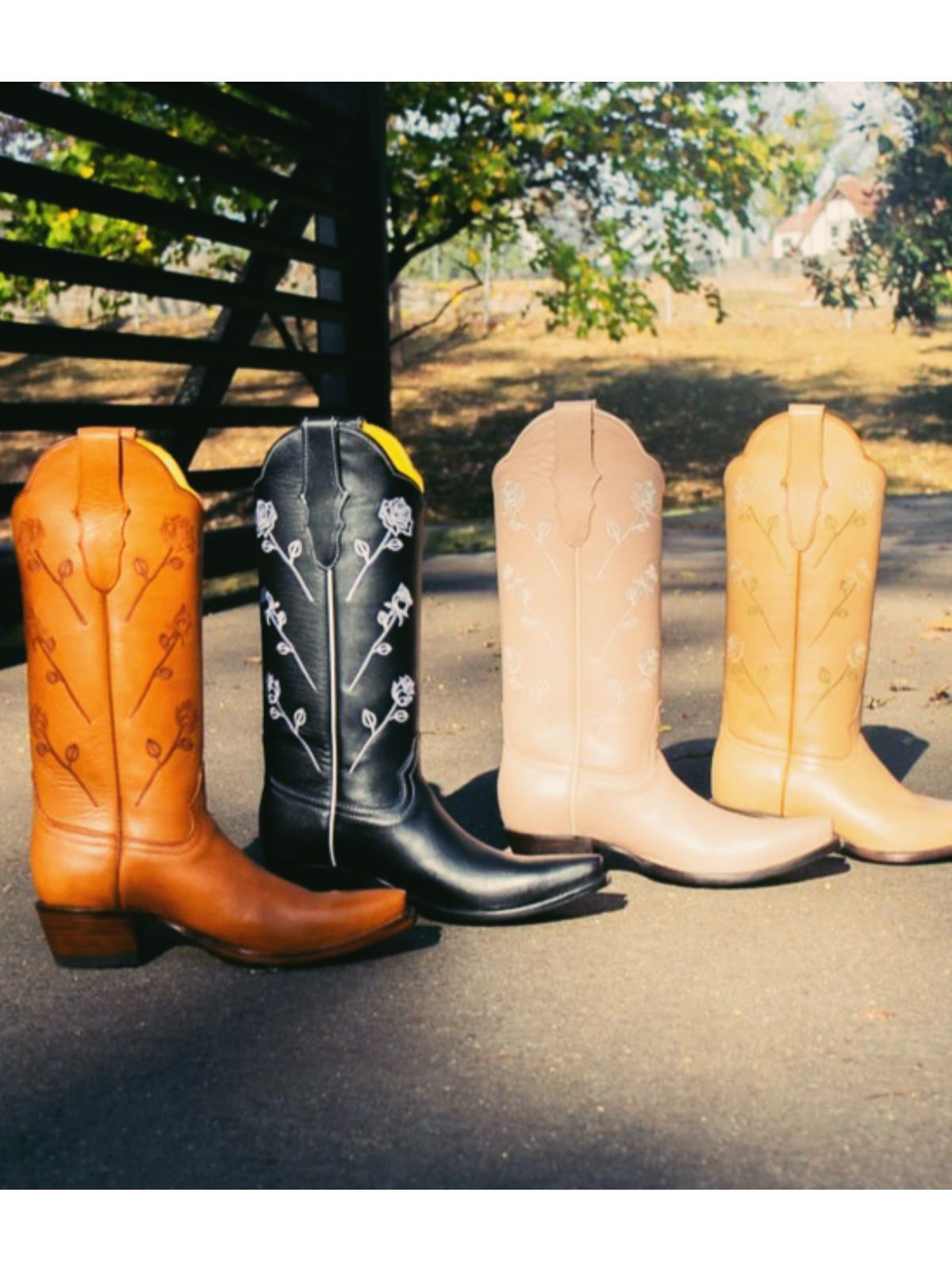 Tawny Rose Embroidered Snip-Toe Wide Mid Calf Western Cowgirl Boots