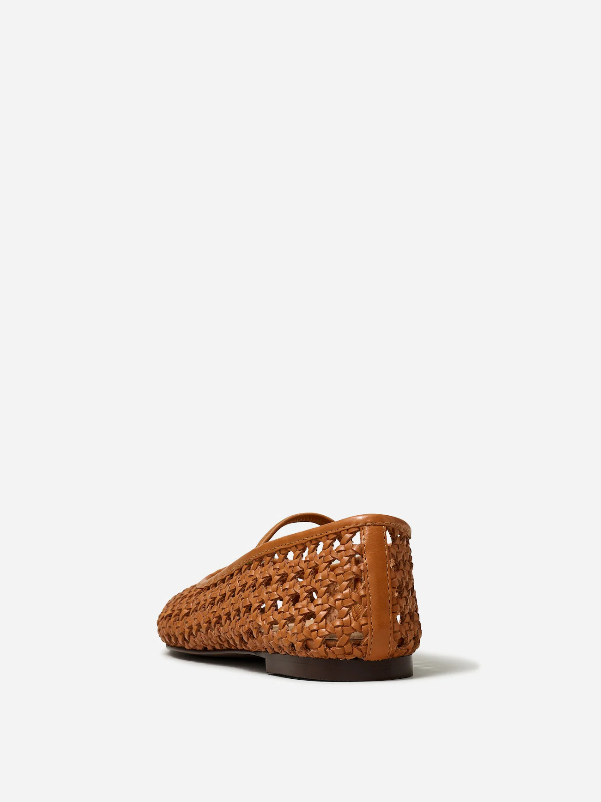 Brown Woven Hollow-Out Ballet Flats Square-Toe Boho Mary Janes