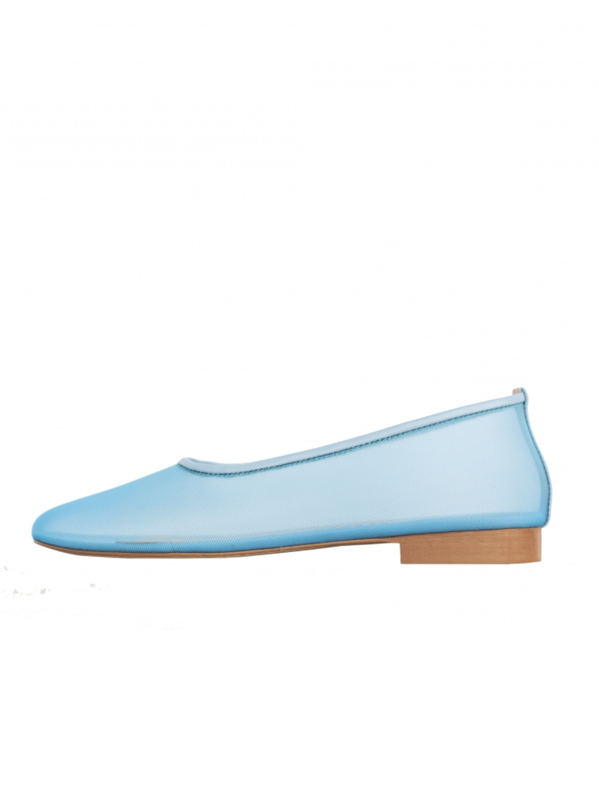 Round-Toe Slip-On Ballet Flats in Blue Mesh