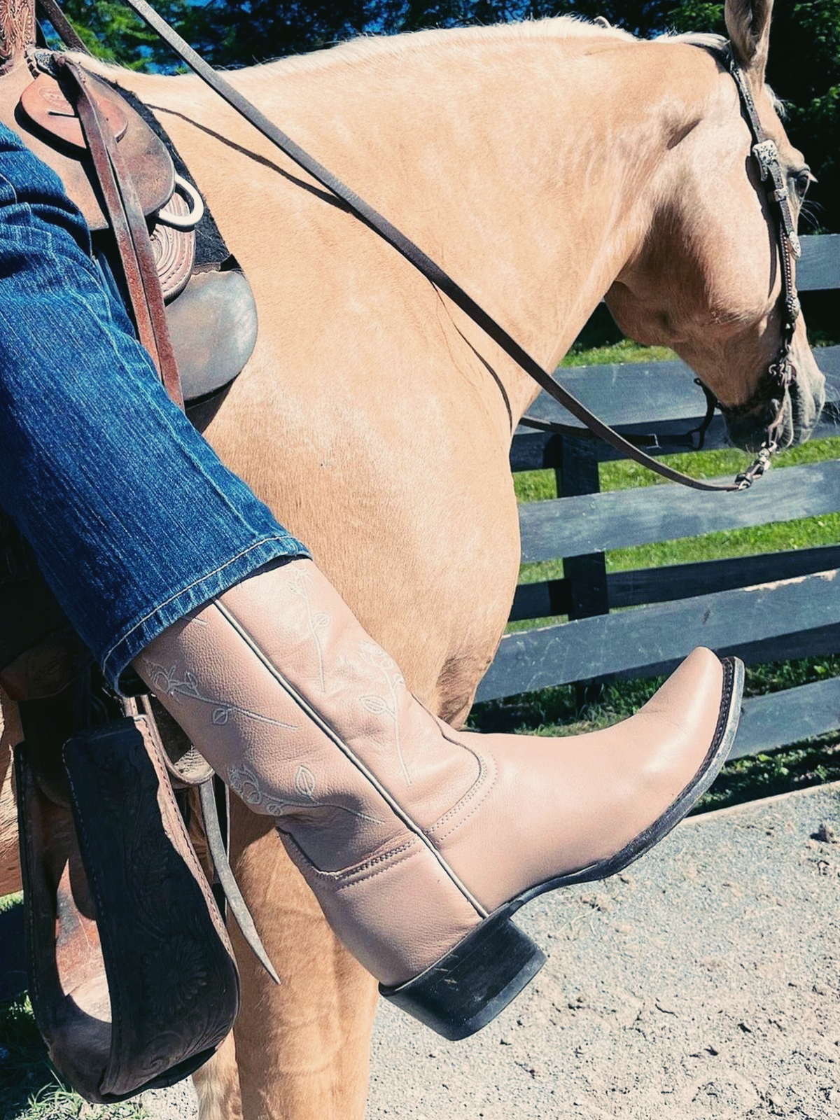 Dusty Rosewood Rose Embroidered Snip-Toe Wide Mid Calf Western Cowgirl Boots