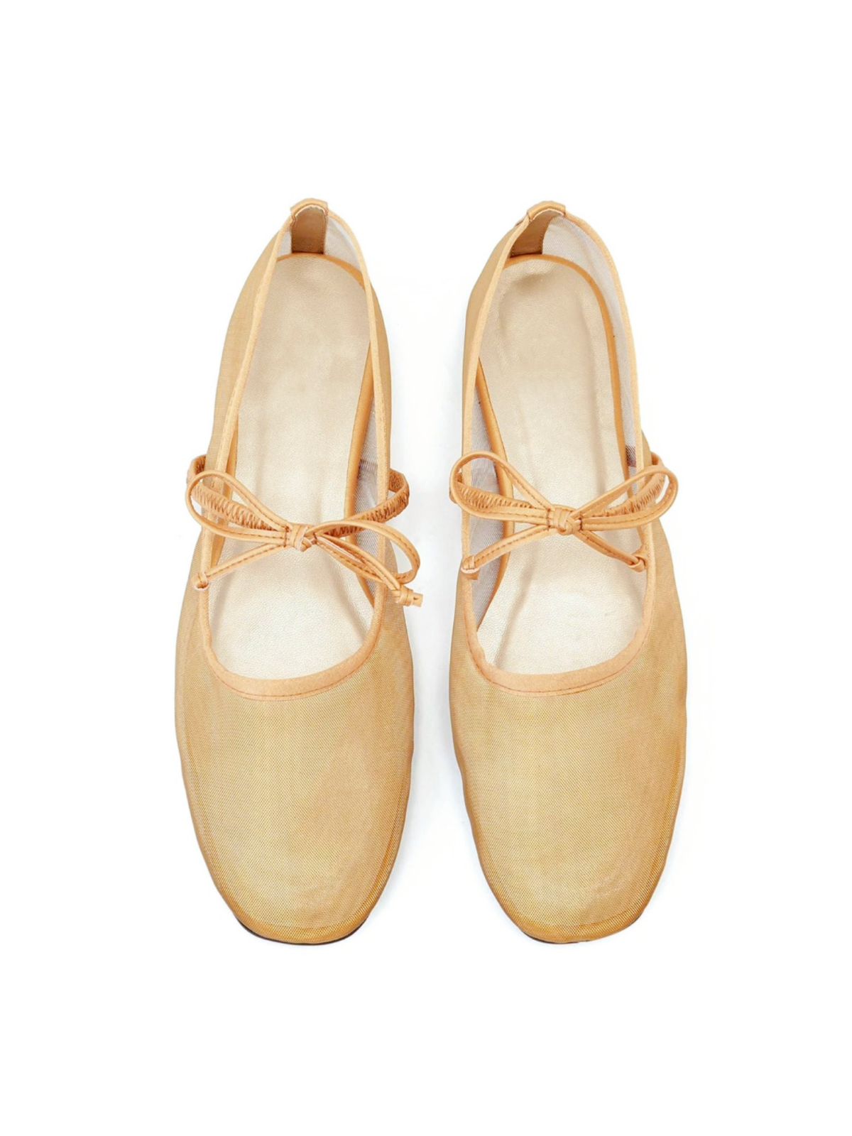 Gold Mesh Square-Toe Ballet Flats Mary Janes With Bow Band