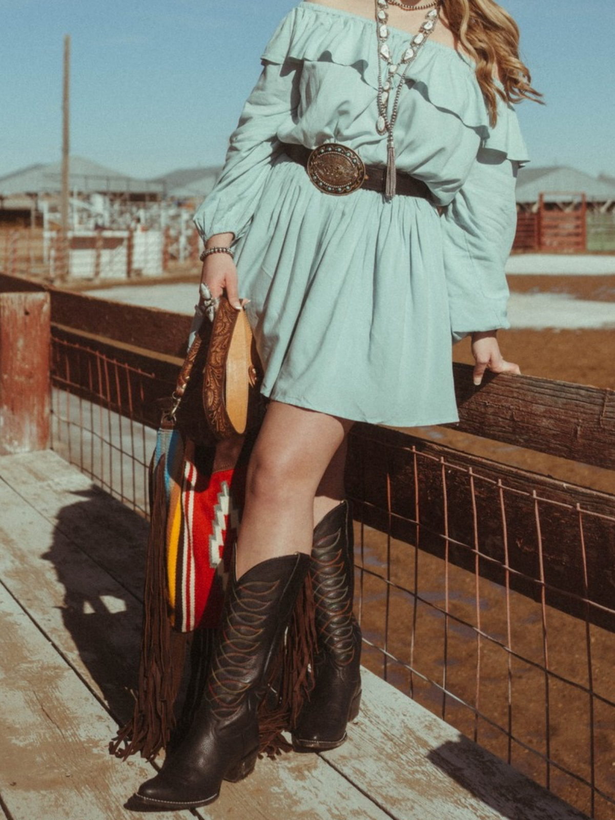 Black Round-Toe Embroidery Wide Mid Calf Tall Cowgirl Boots