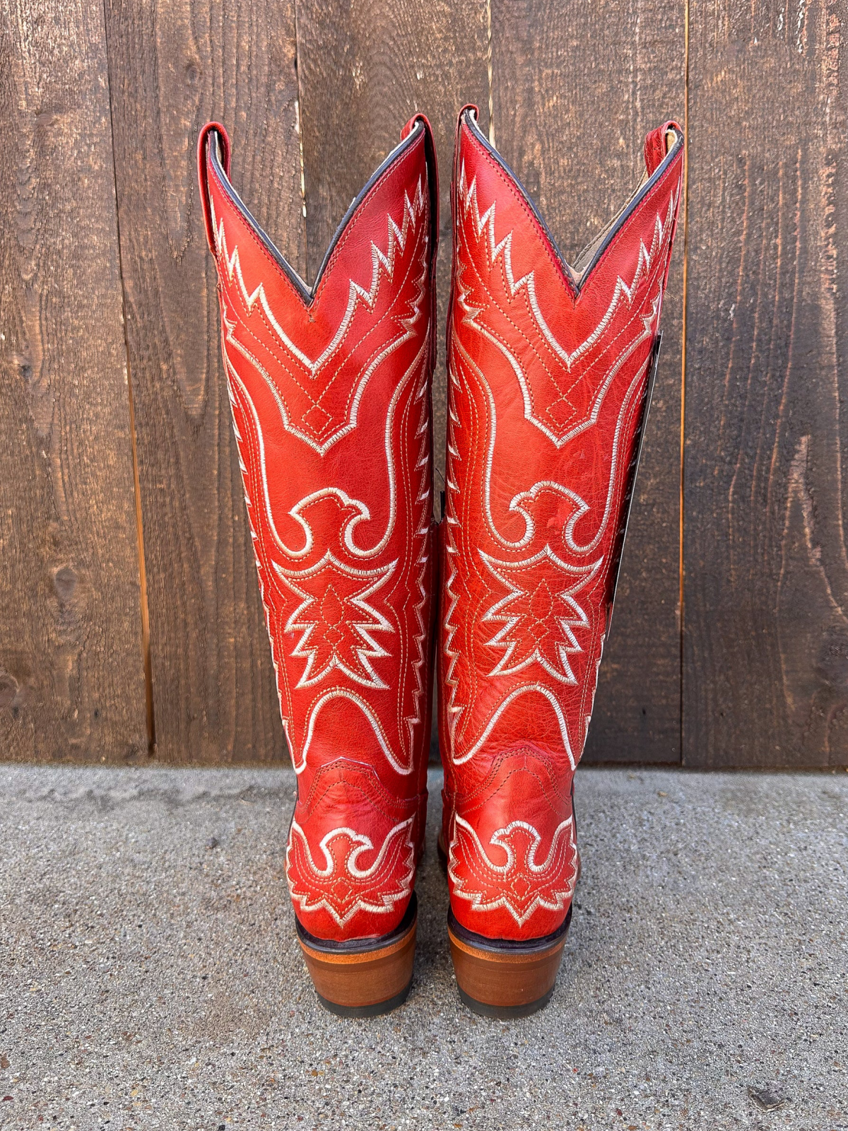 White Eagle Embroidery Snip-Toe Wide Calf Knee High Tall Cowgirl Boots - Red