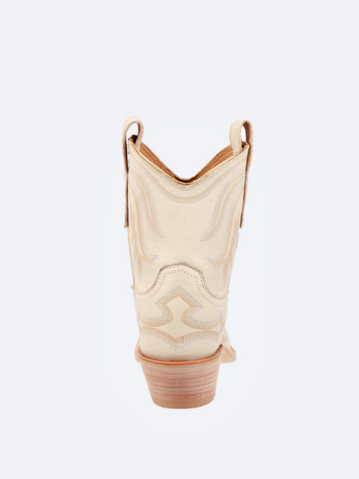 Embroidery Snip-Toe Wide Mid Calf Western Boots For Women - Cream