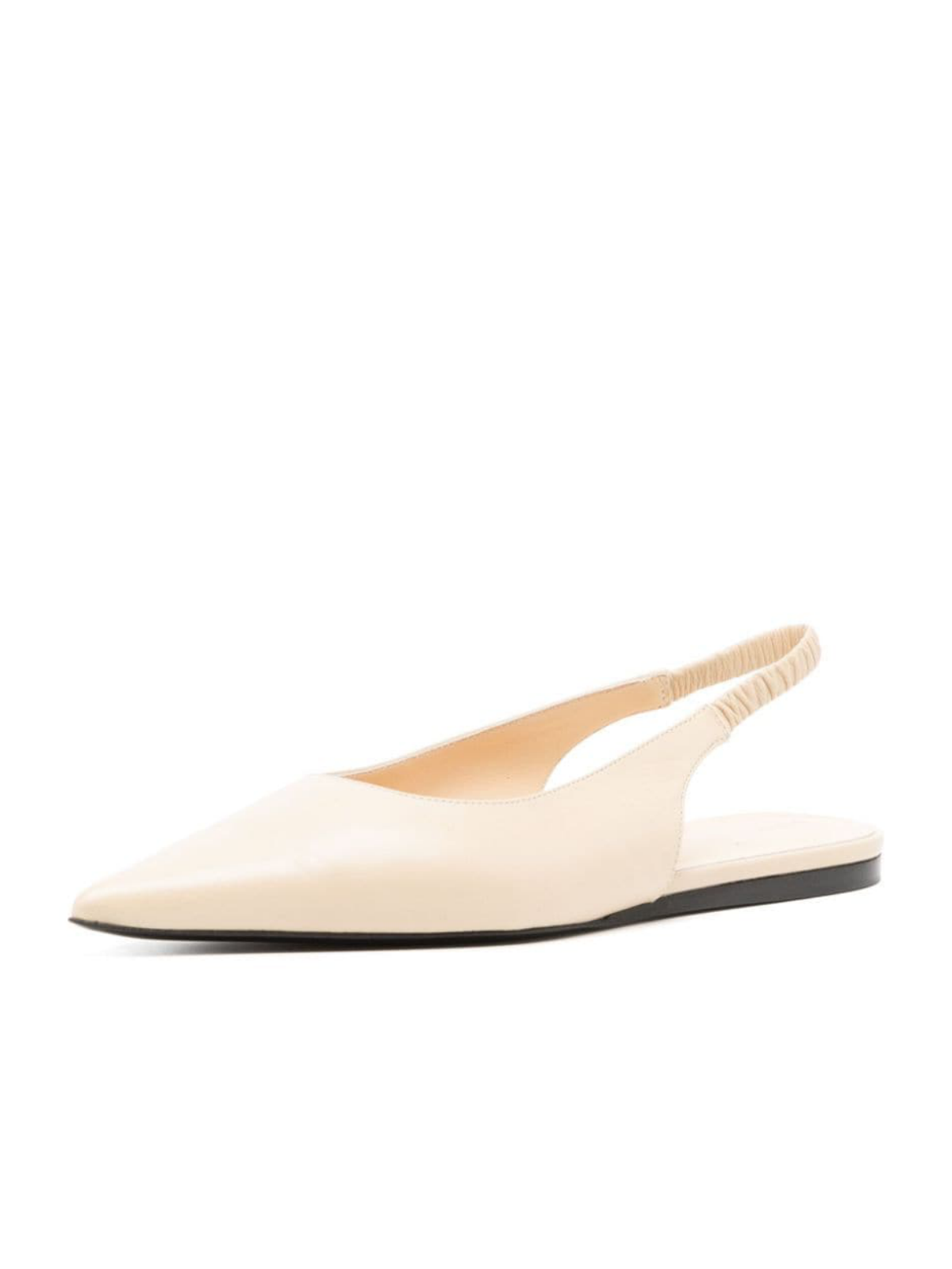 Light Beige Pointed-Toe Ballet Flats Slingbacks