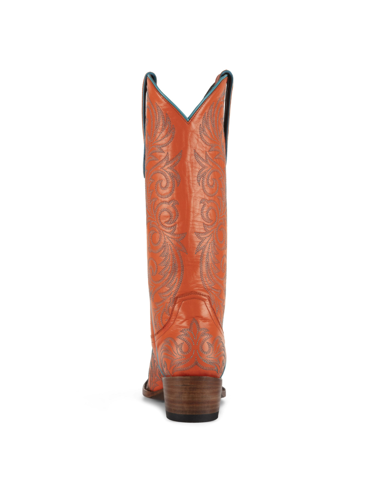 Orange Snip-Toe Embroidery Wide Mid Calf Cowgirl Tall Boots