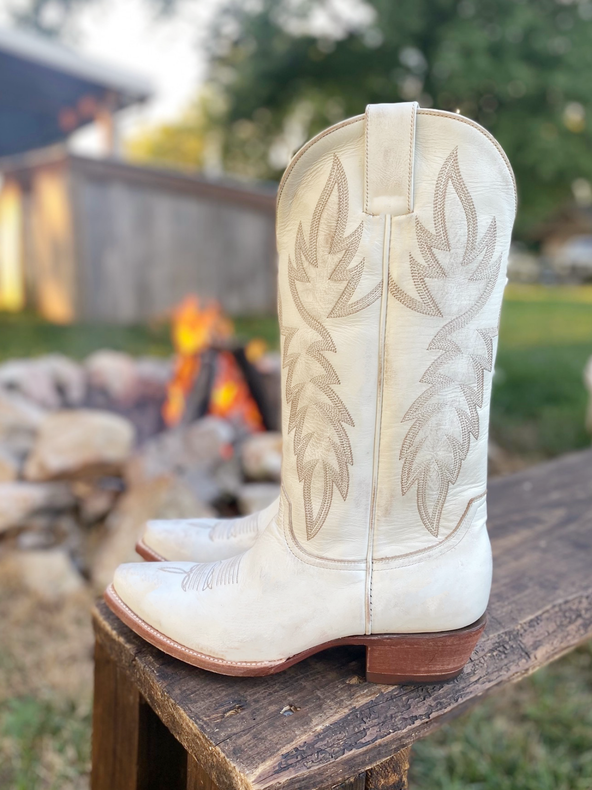 Classic Embroidery Snip-Toe Wide Mid Calf Tall Cowgirl Boots - White