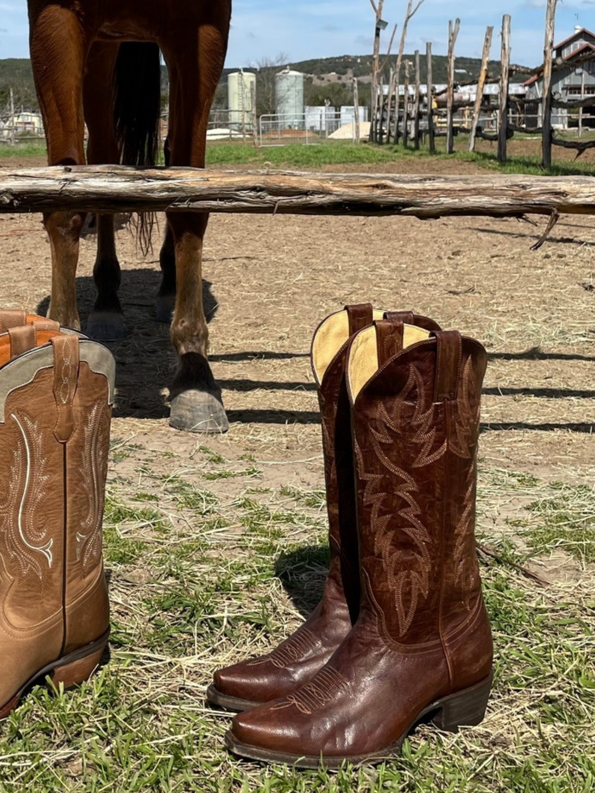 Classic Embroidery Snip-Toe Wide Mid Calf Tall Cowgirl Boots - Chocolate