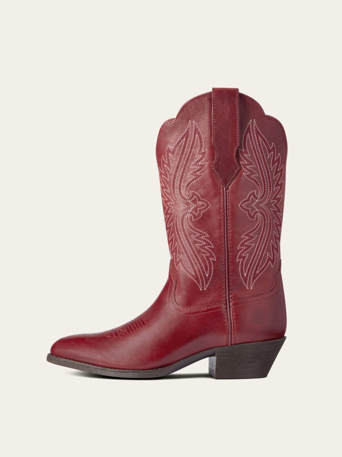 Rose Red Embroidery Almond-Toe Wide Mid Calf Cowgirl Boots