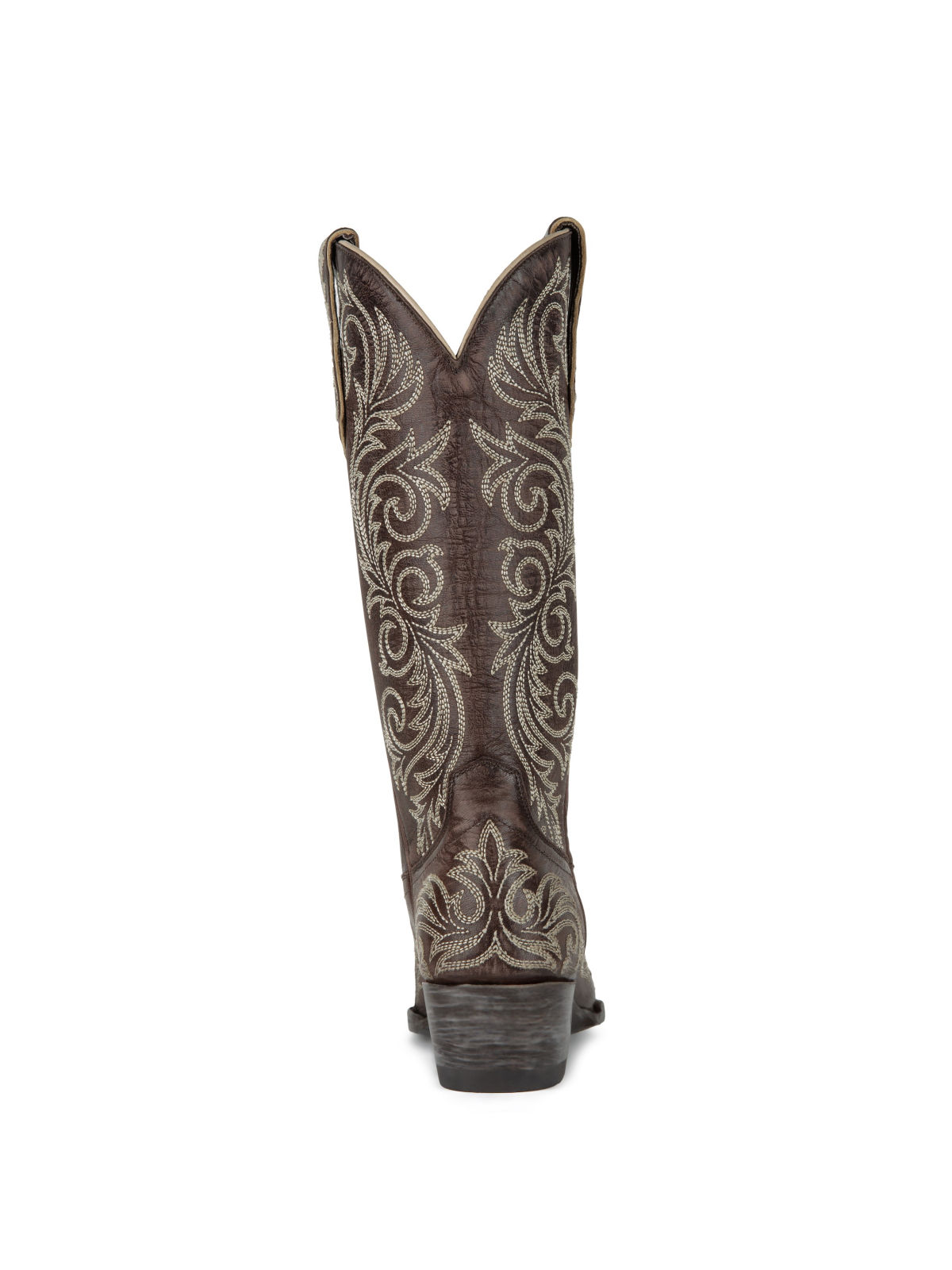 Chocolate Snip-Toe Embroidery Wide Mid Calf Cowgirl Tall Boots