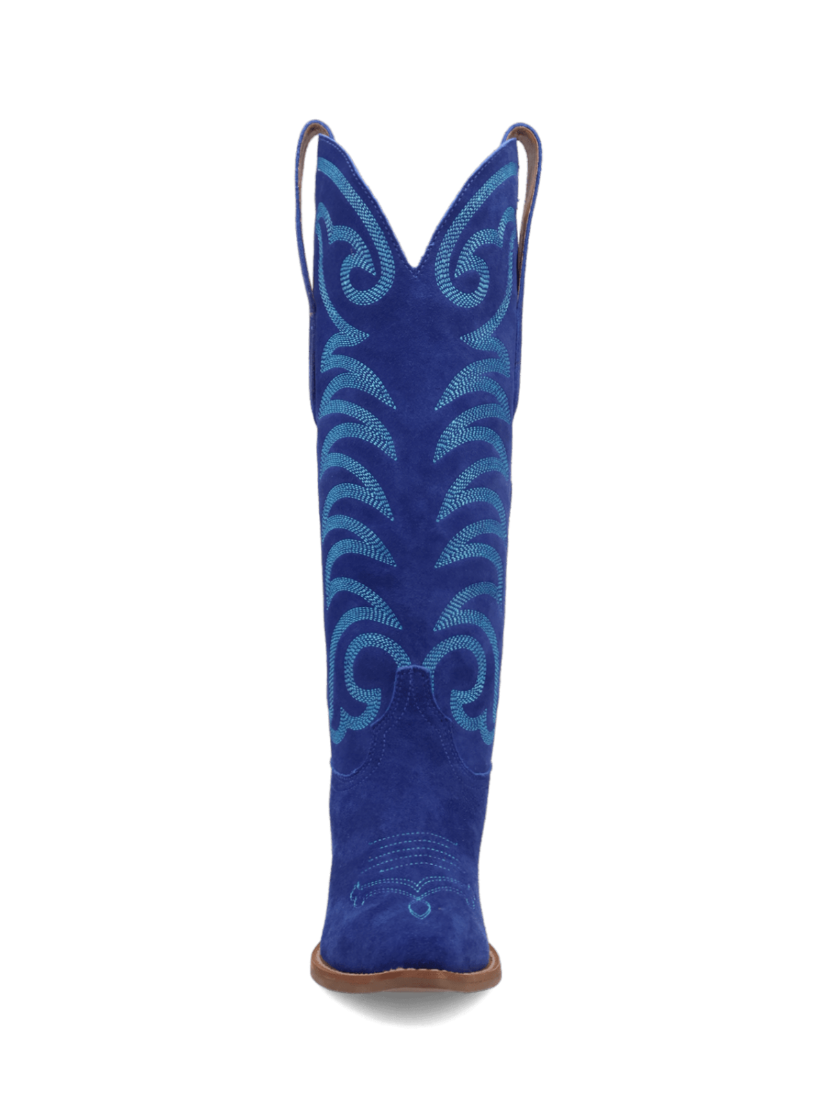 Snip-Toe Faux Suede Classic Embroidery Wide Mid Calf Cowgirl Boots - Blue