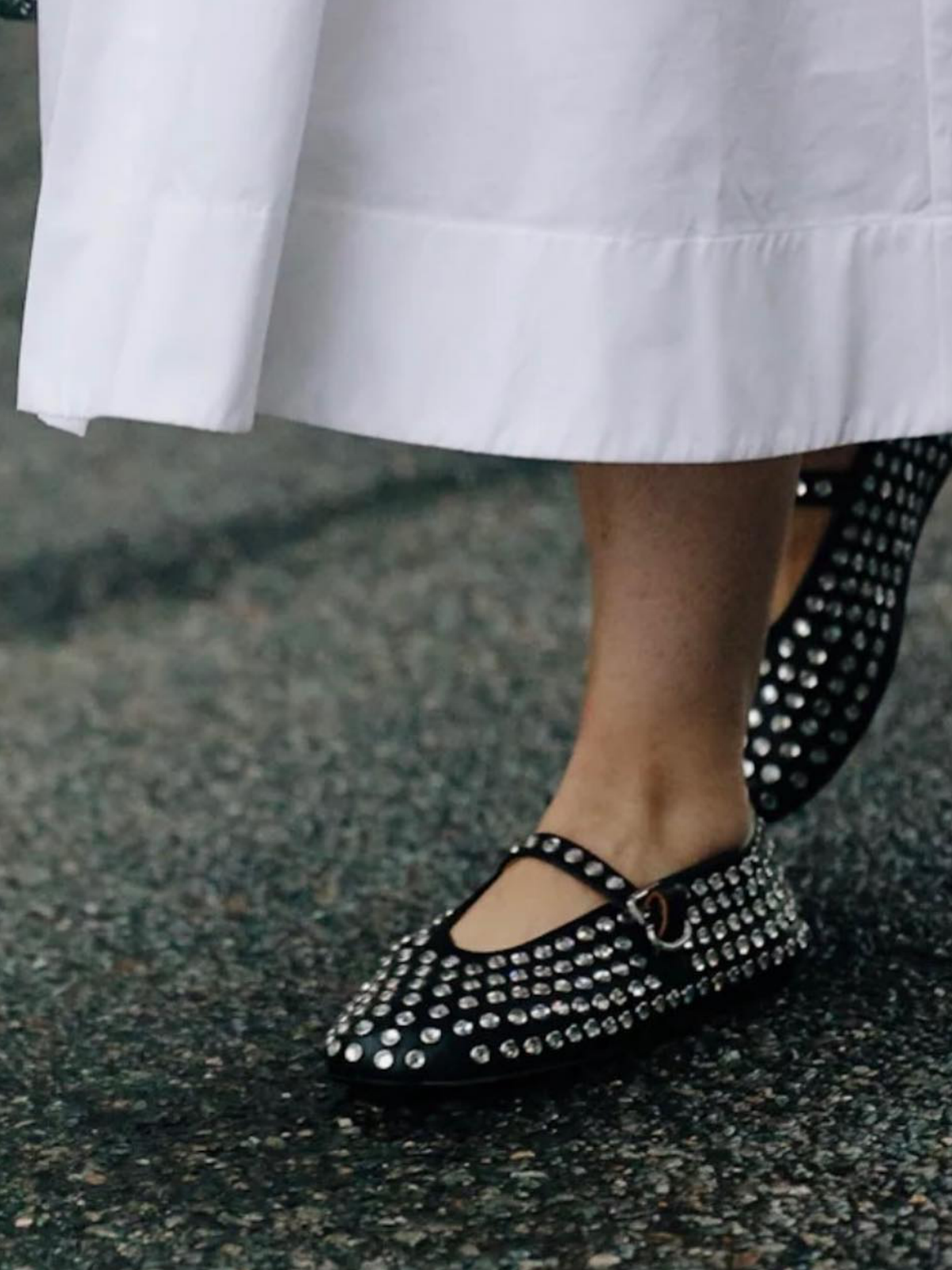 Cute Black Sparkle Rhinestone Strass Ballet Flats Mary Janes