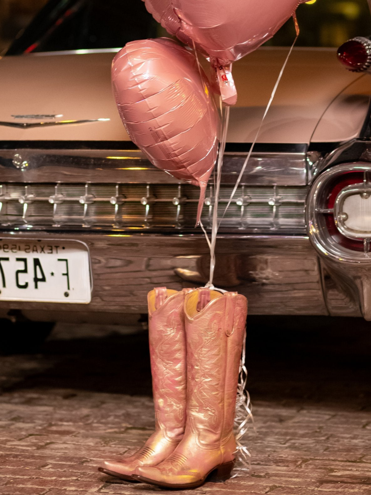 Metallic Pink And Gold Stitch Snip-Toe Cowgirl Boots Distressed Wide Calf Tall Boots