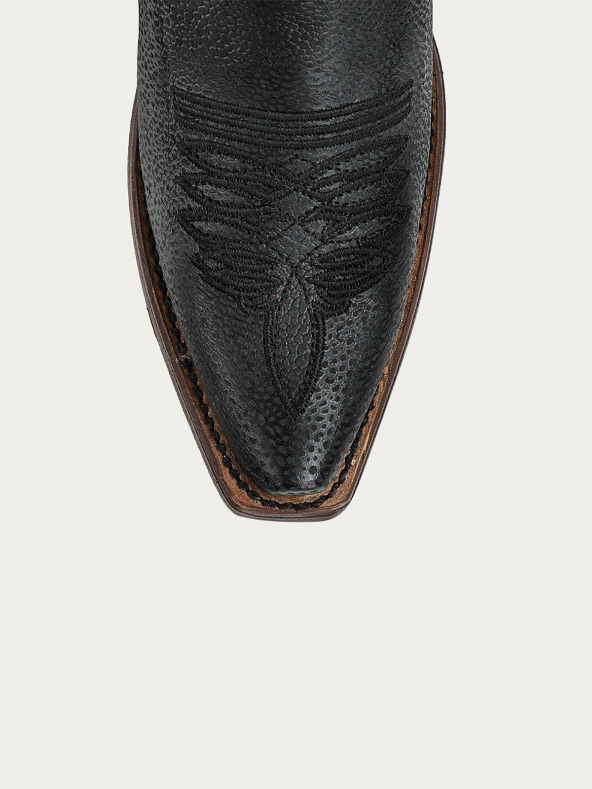 Black Snip-Toe Inlay And Floral Embroidery Chic Mid Calf Cowgirl Boots