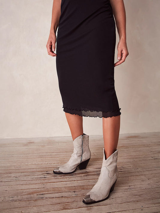 Metal Snip-Toe Full-Zip Classic Cowgirl Ankle Boots - Gray