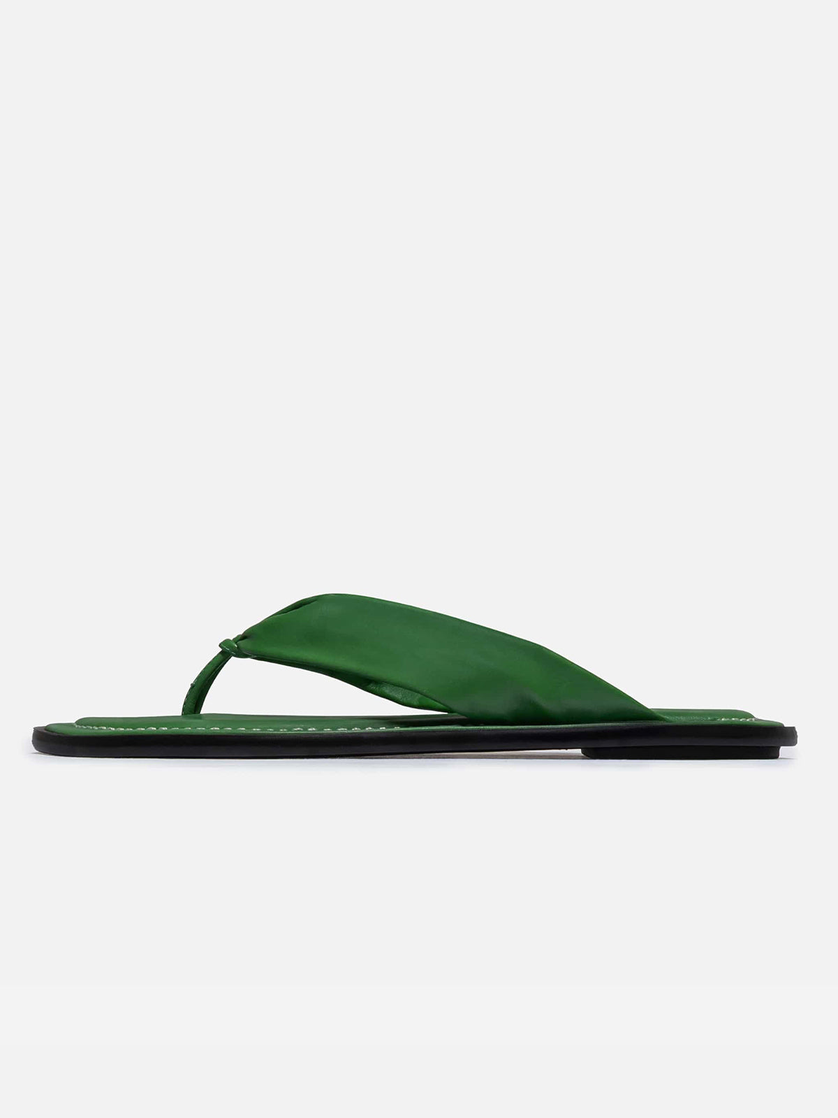 Green Round-Toe Strap Flip-Flop Flats