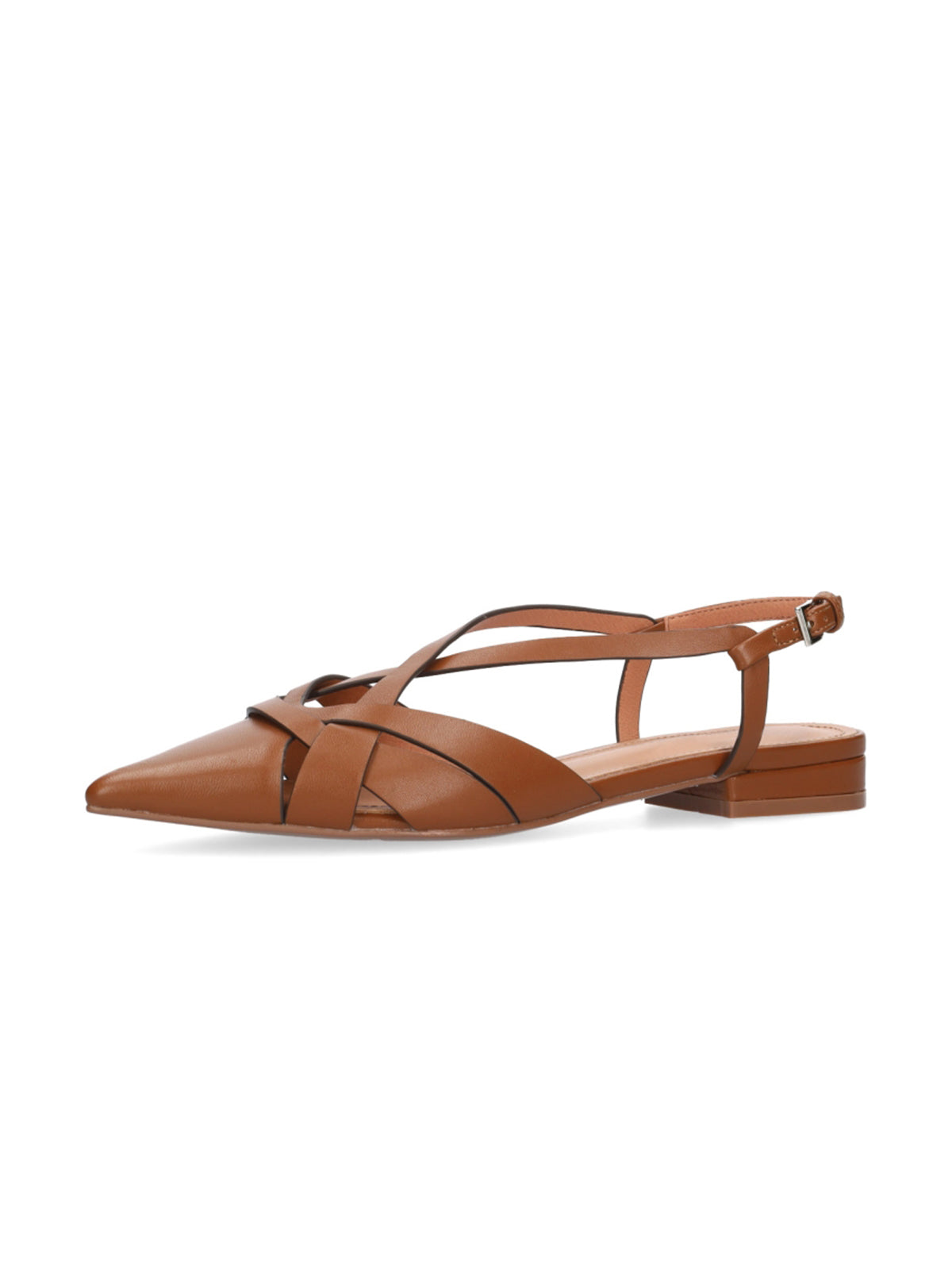 Tawny Pointed-Toe Crossed Back Strap Chic Flats