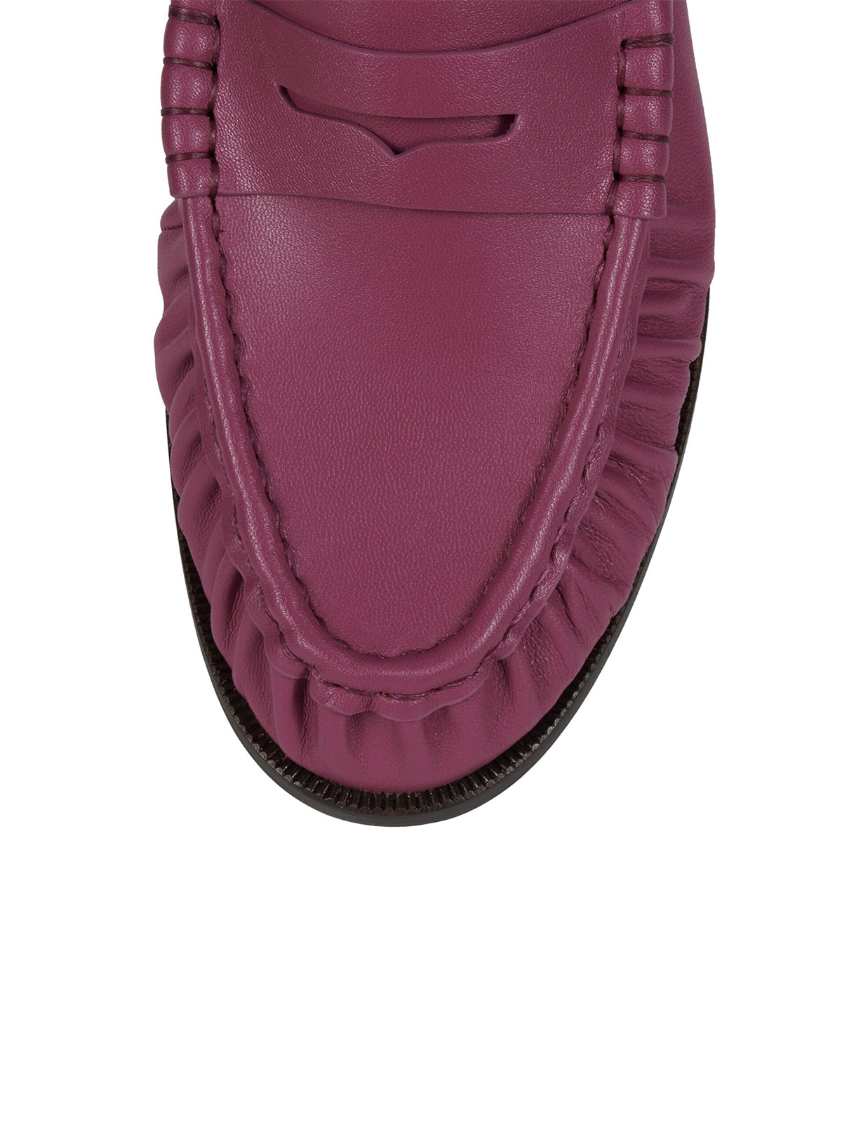 Round-Toe Backless Slip-On Loafer Mule Flats - Fuchsia