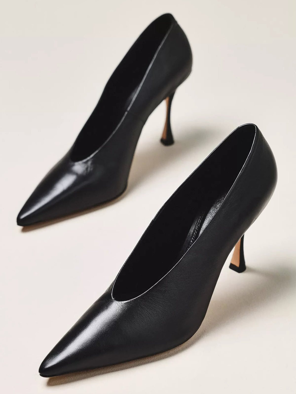 Black Pointed-Toe Classic Pumps Slip-On High Heels