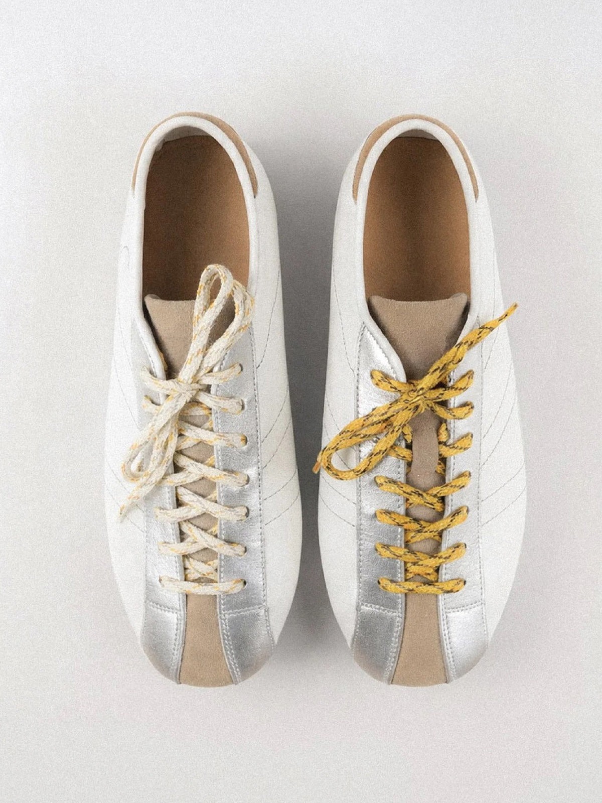 Square-Toe Classic Lace-Up Chic Flats Sneakers - White And Silver