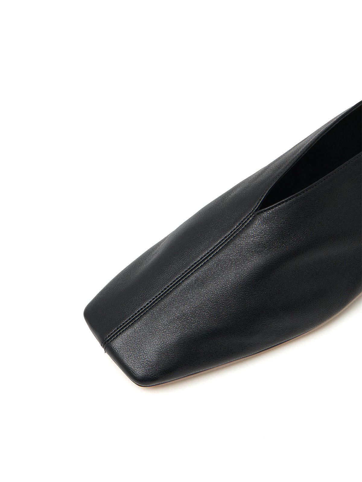 Black Vegan Leather Square-Toe Simple Slip-On Flats