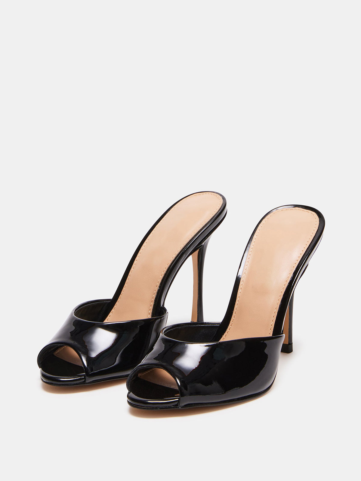 Round-Toe Slip-On High Stiletto Heels Pumps - Patent Black