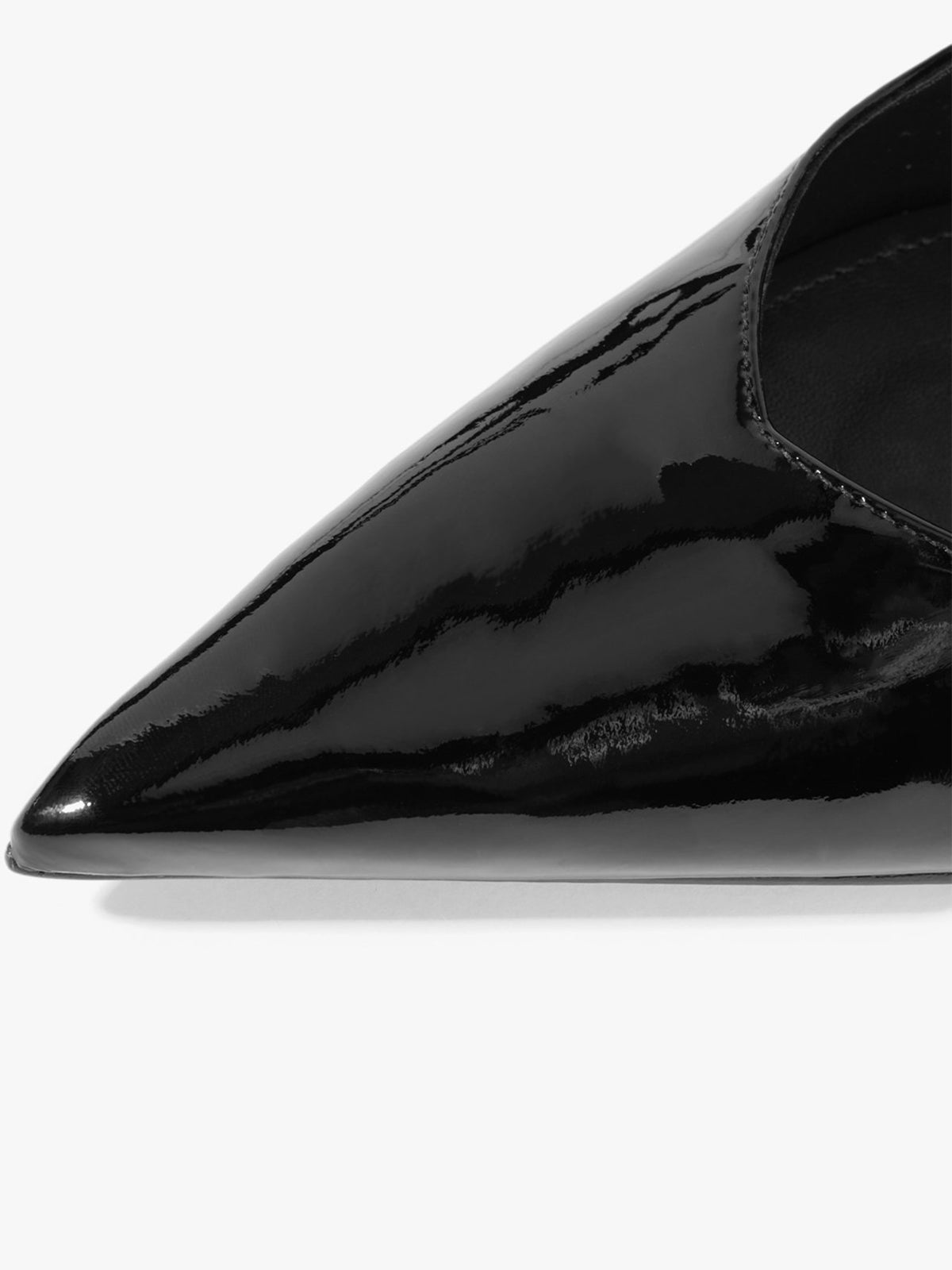 Slingback Pointed-Toe Simple Kitten Heels - Patent Black