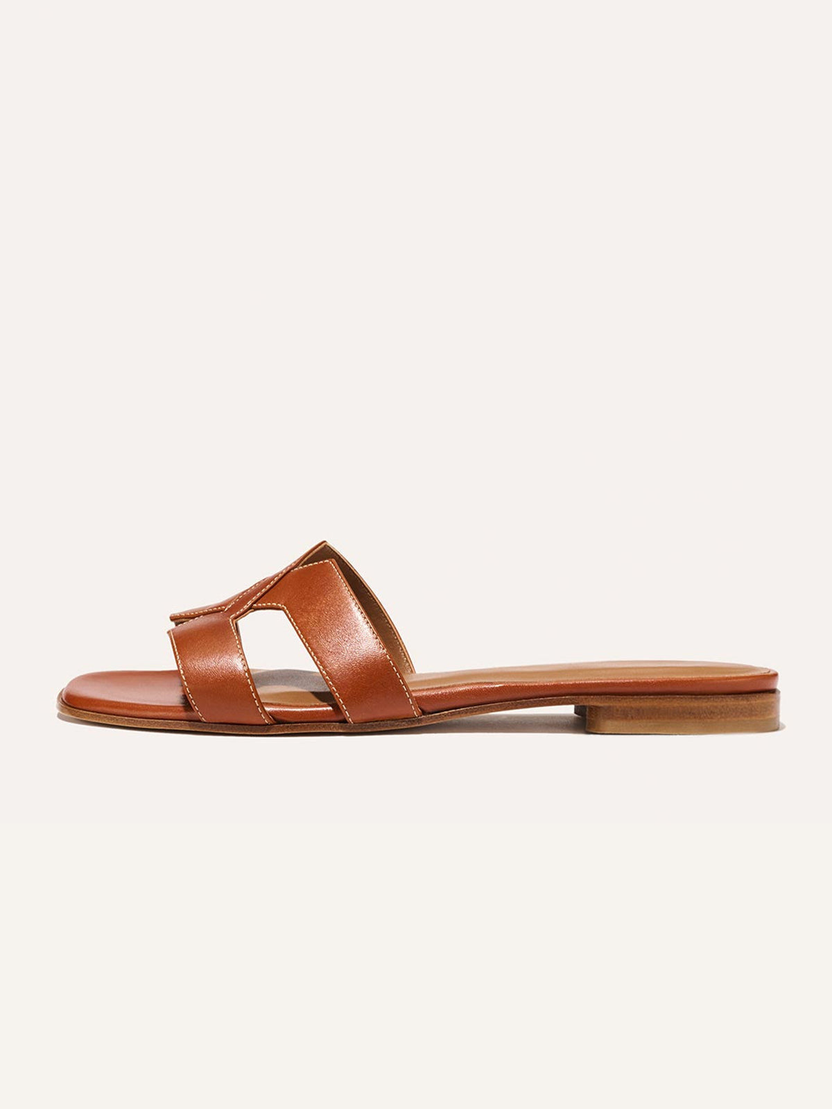 Brown Square-Toe Stylish Backless Sandals Flats