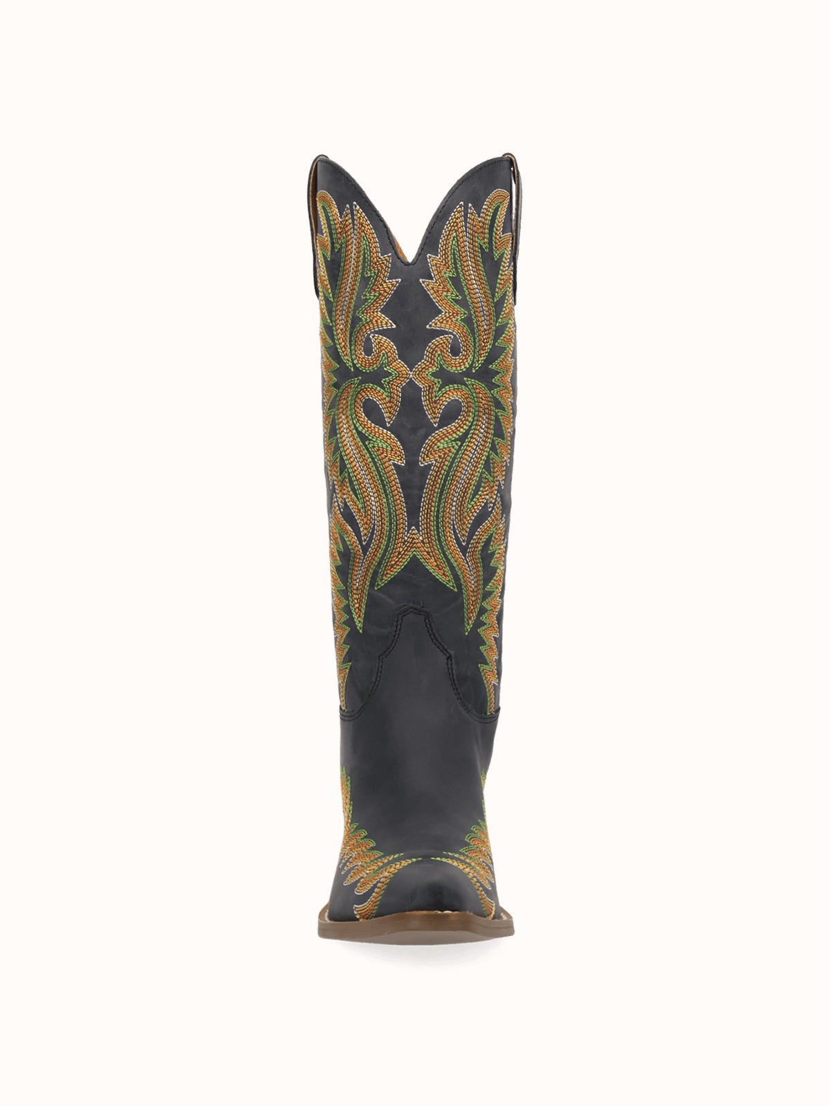 Black Snip-Toe Chic Flame Embroidery Sleek Mid Calf Cowgirl Boots
