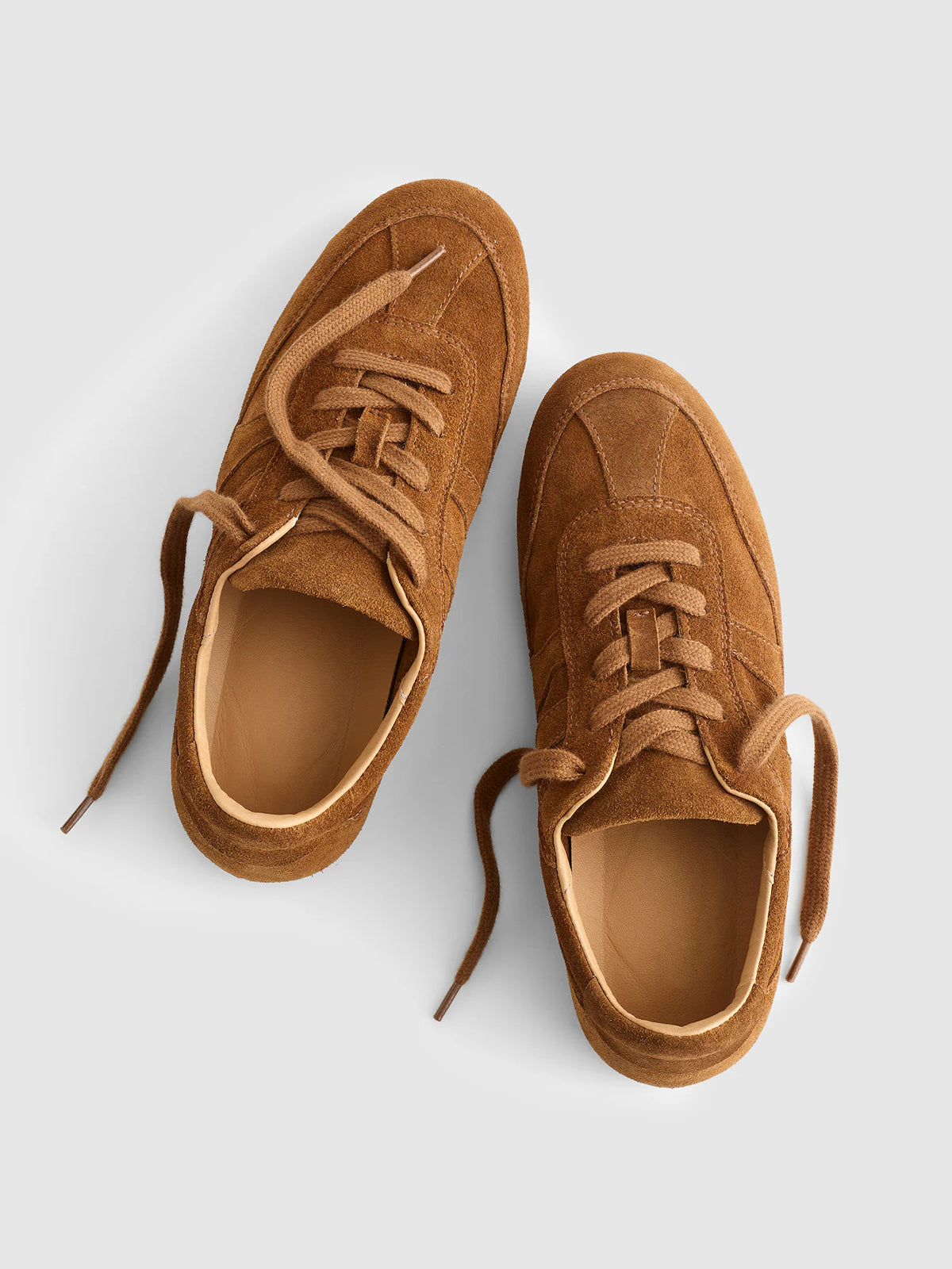 Brown Cow Suede And Cow Leather Round-Toe Lace-Up Classic Sneakers