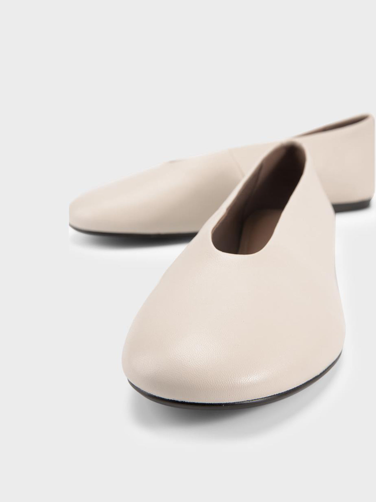 Beige Round-Toe Stylish Ballet Simple Flats