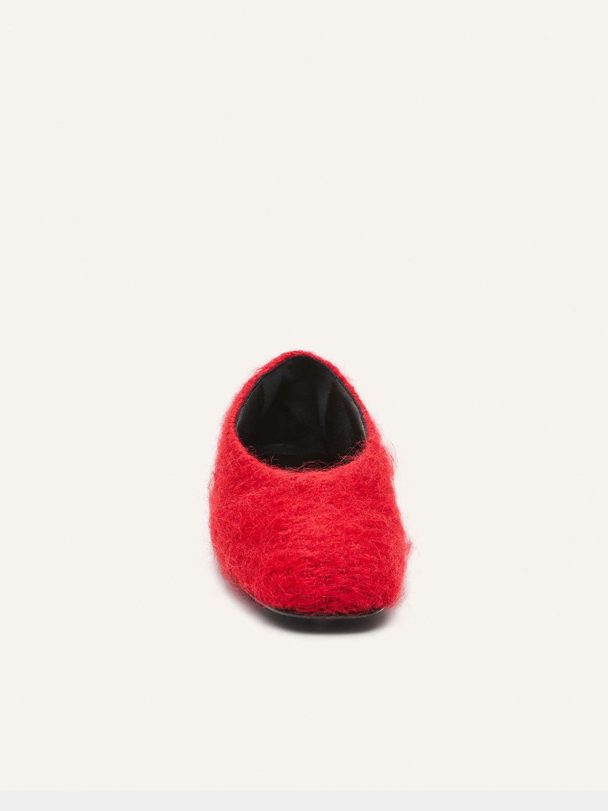 Red Plush Square-Toe Classic Ballet Flats