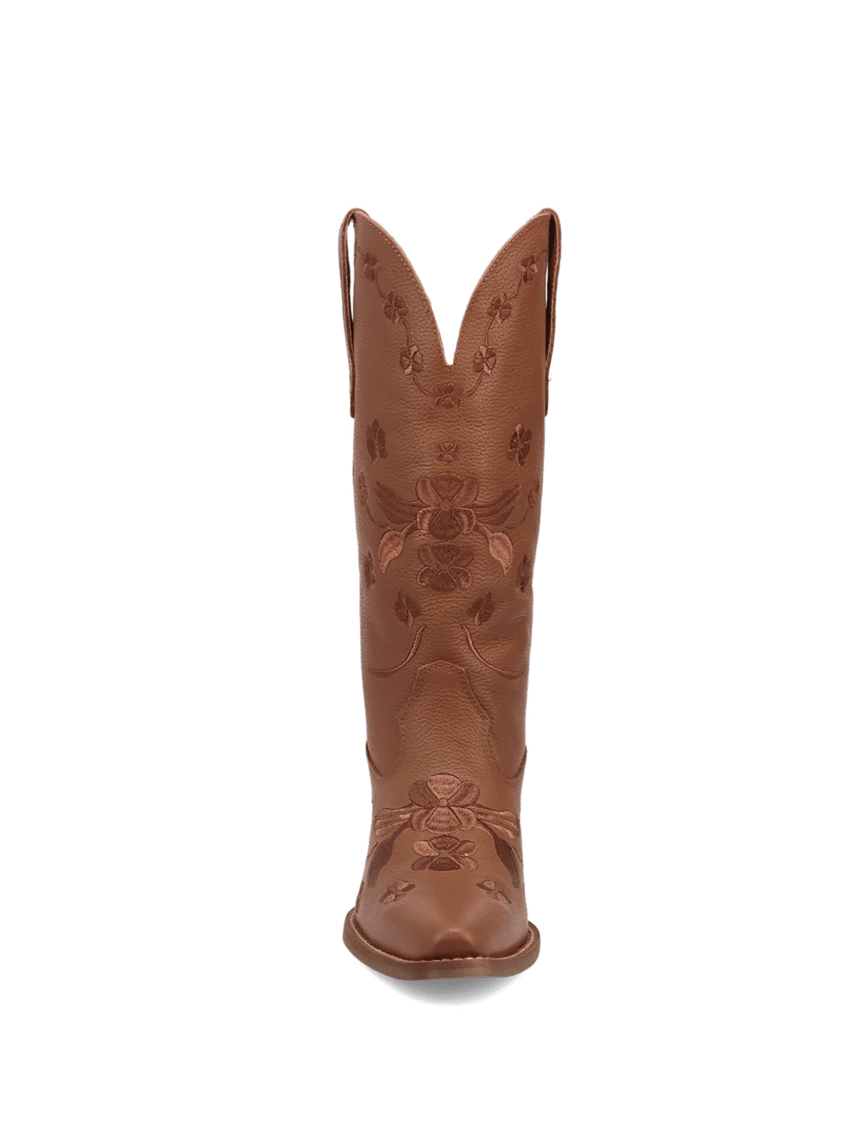 Flowers Embroidery Snip-Toe Mid Calf Cowgirl Boots - Brown