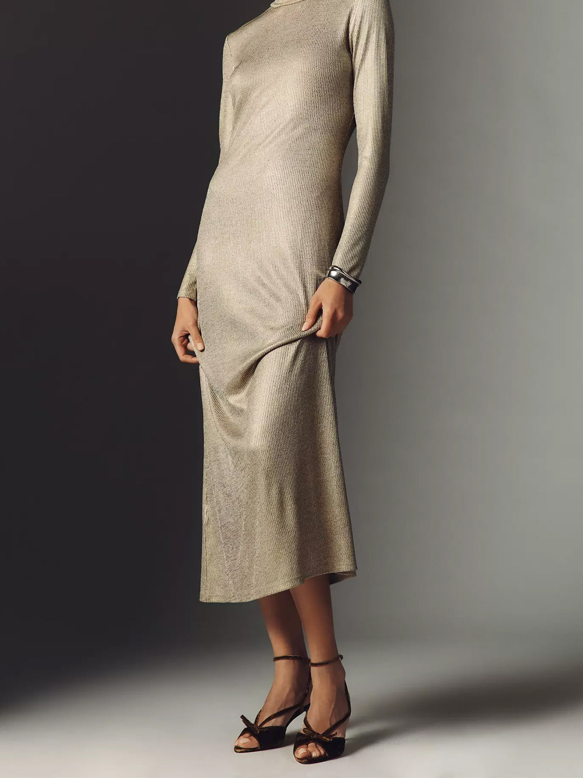 Ochre Velvet Pointed-Toe Front Bow Ankle Strap High Heels