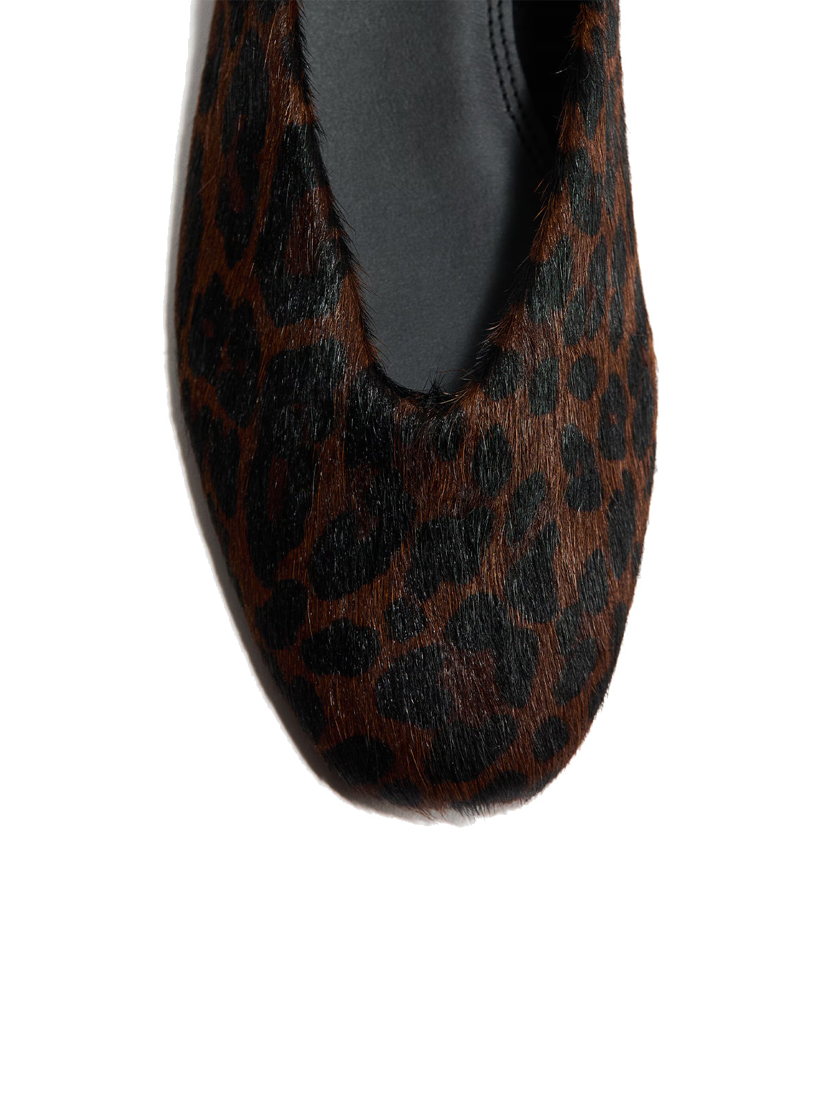 Leopard Print Pony Hair Vegan Leather Square-Toe Slip-On Ballet Flats