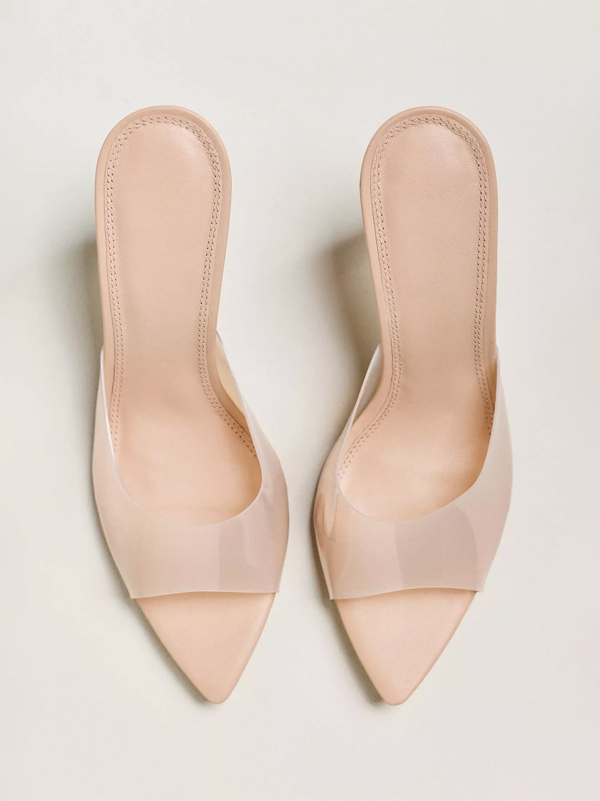 Light Pink Transparent TPU Film Open Pointed-Toe Slip-On High Heels