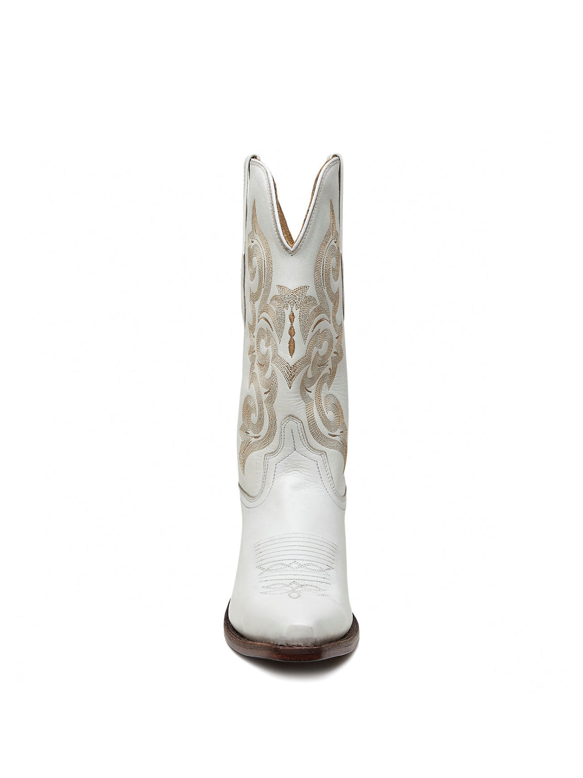 White Snip-Toe Exquisite Embroidery Cowgirl Mid Calf Western Boots
