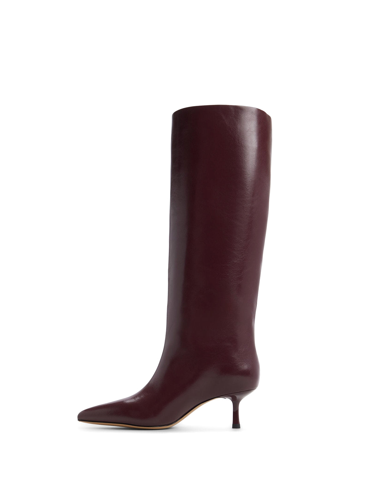 Black Pointed-Toe Sleek Wide Calf Knee High Stiletto Boots