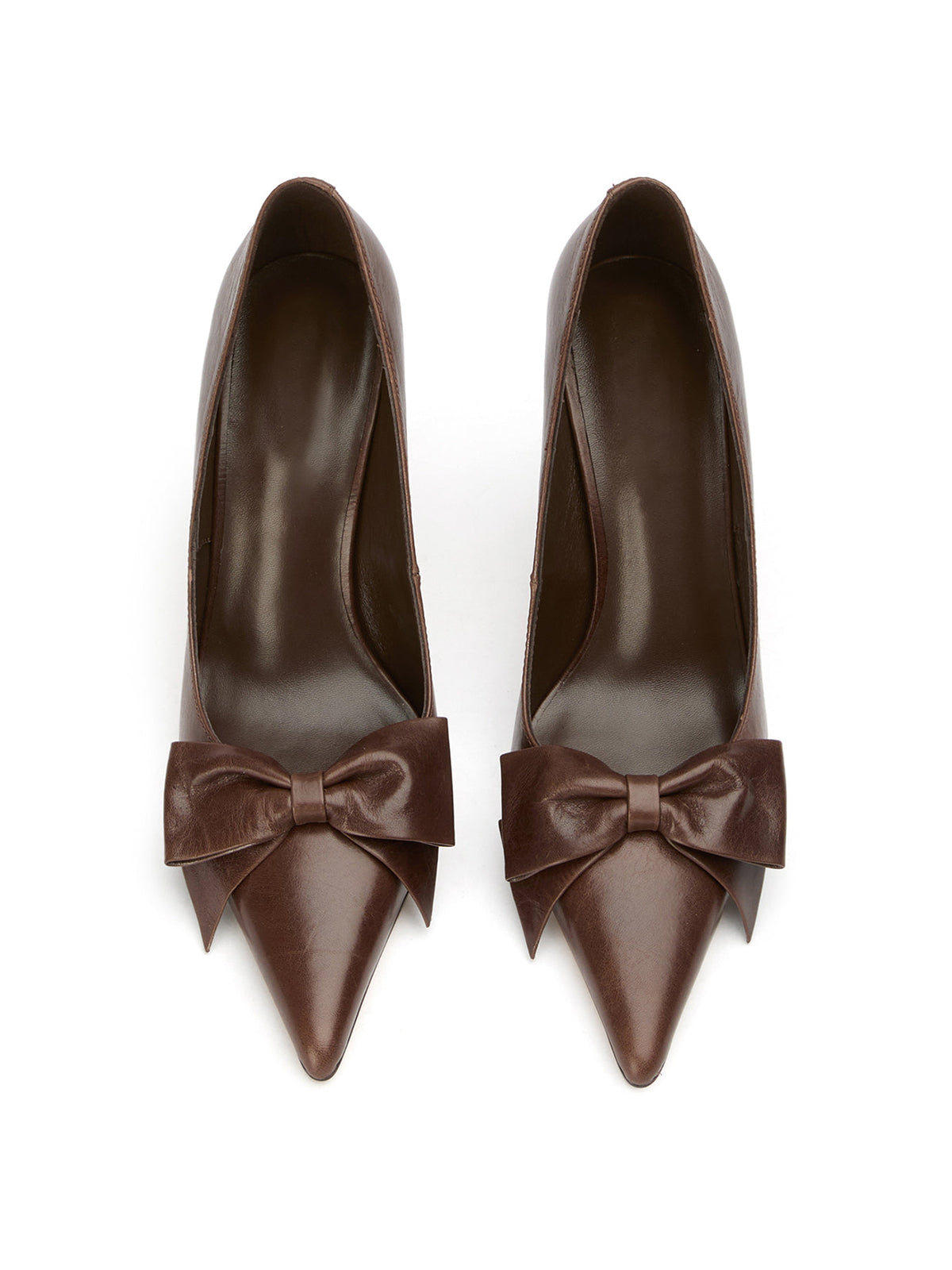 Chocolate Pointed-Toe Front Oversized Bow Stylish High Heels