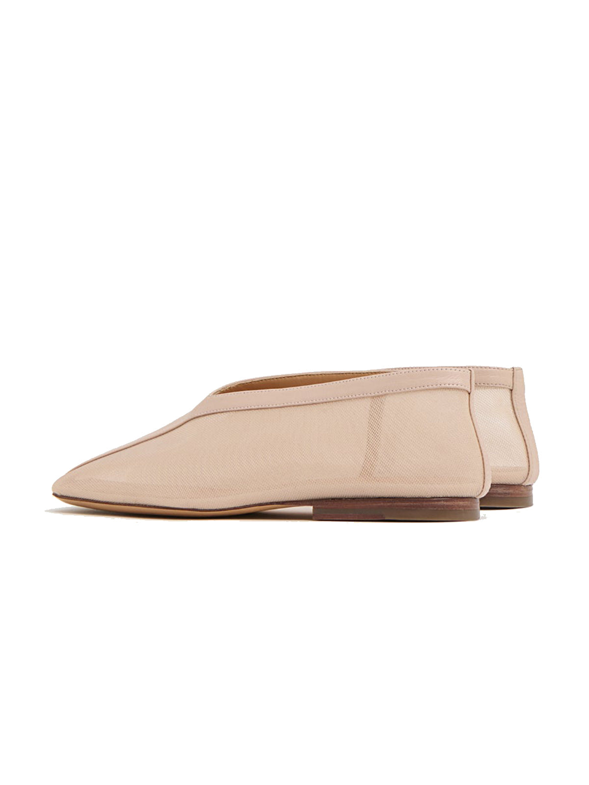 Nude Mesh Square-Toe V-Cut Vamp Ballet Flats
