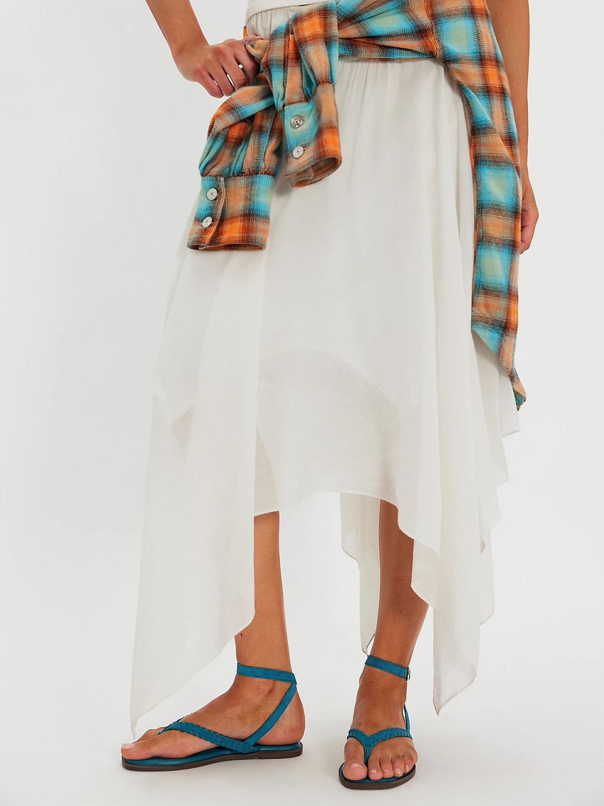 Emerald Faux Suede Square-Toe Flip-Flop Back And Ankle Straps Sandals Flats