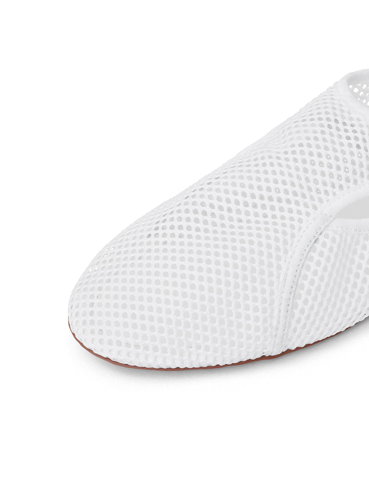 White Mesh Round-Toe Classic Slip-On Ballet Flats