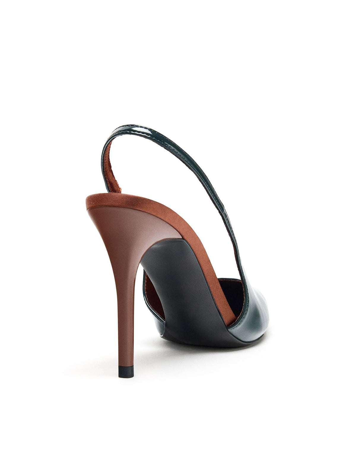 Black Patent Finish Strappy Slingback High Heels