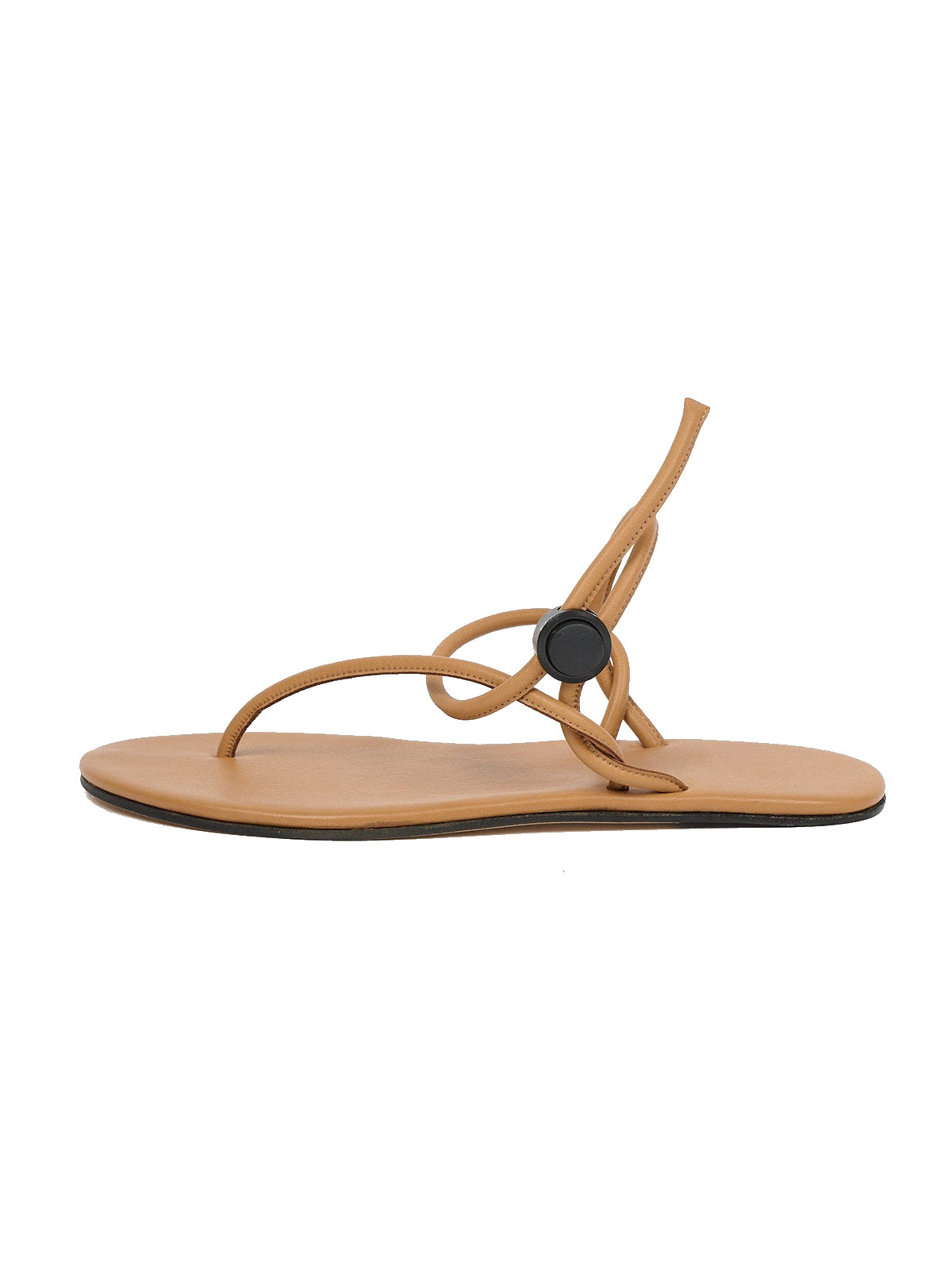 Camel Round-Toe Flip-Flops String Detail Slip-On Flats
