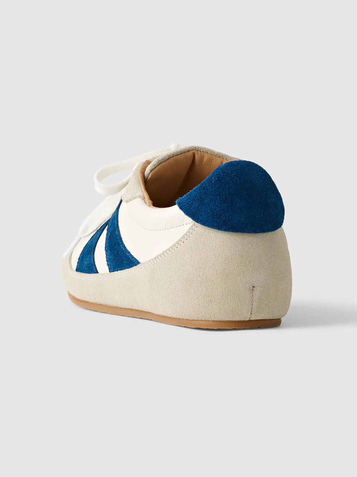Beige Cow Suede And Cow Leather Round-Toe Lace-Up Classic Sneakers