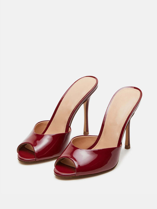 Round-Toe Slip-On High Stiletto Heels Pumps - Patent Red