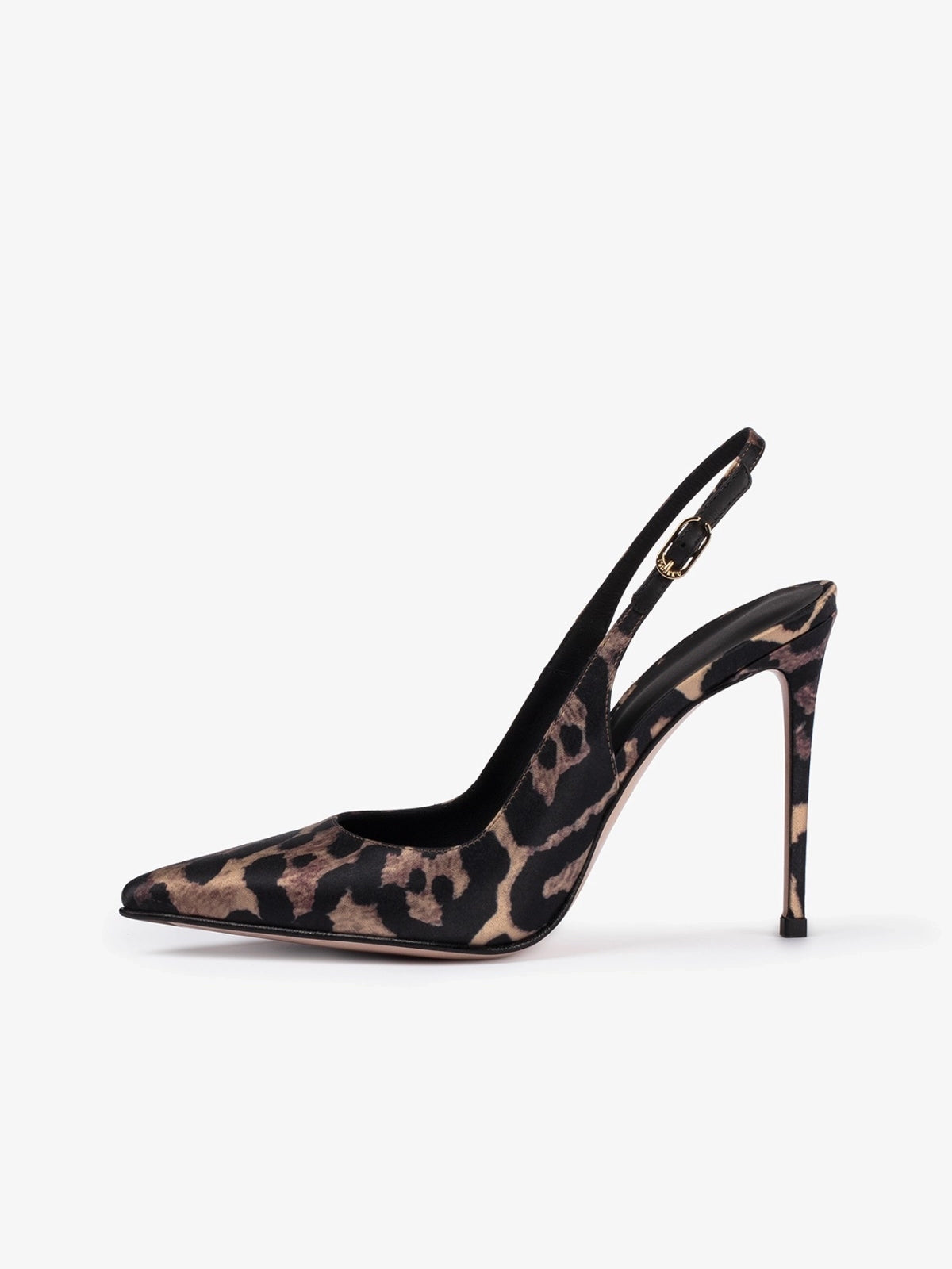 Leopard Satin Pointed-Toe Classic Slingback High Heels