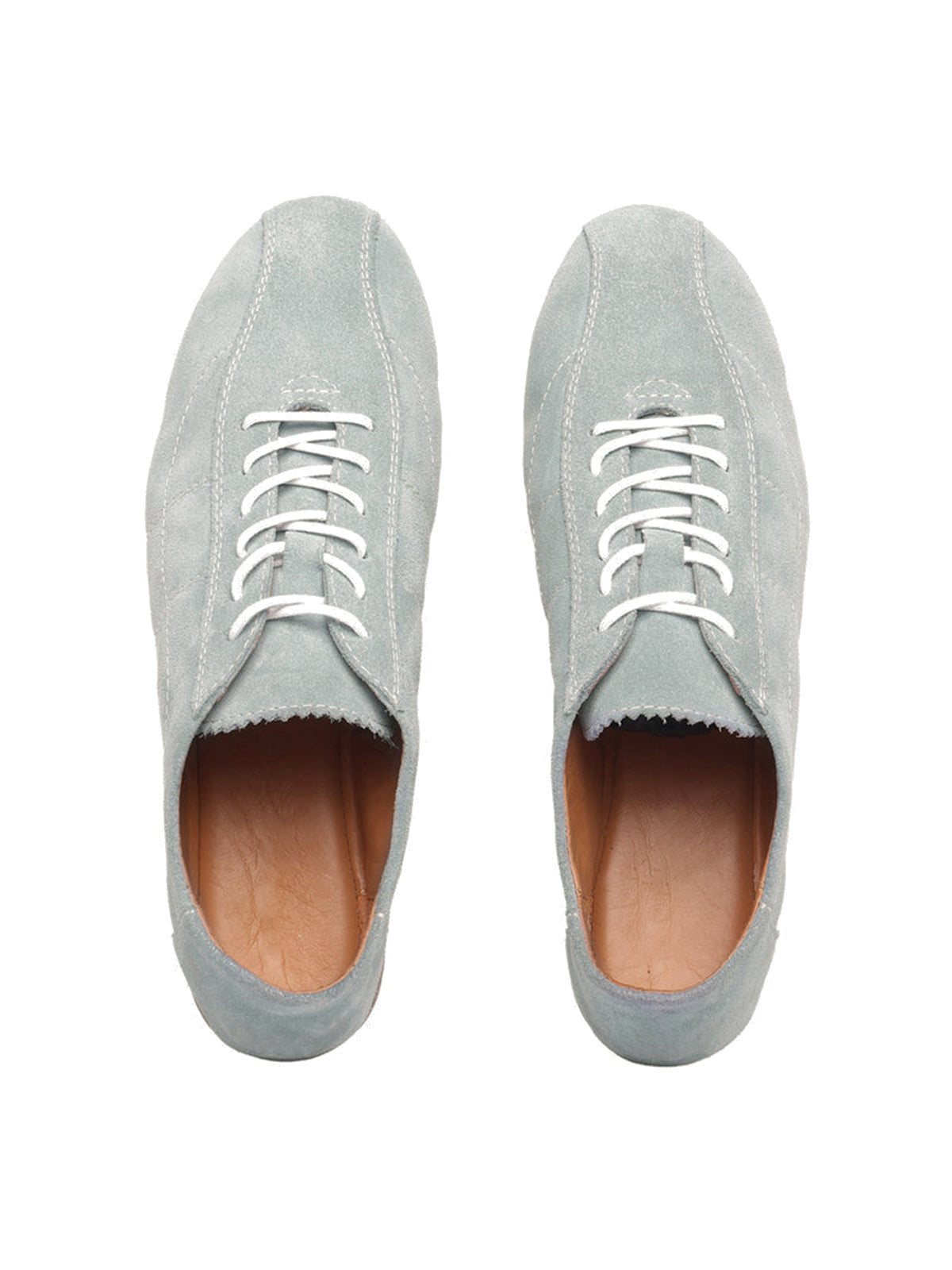 Sky Blue Faux Suede Round-Toe Lace-Up Chic Sneakers Flats